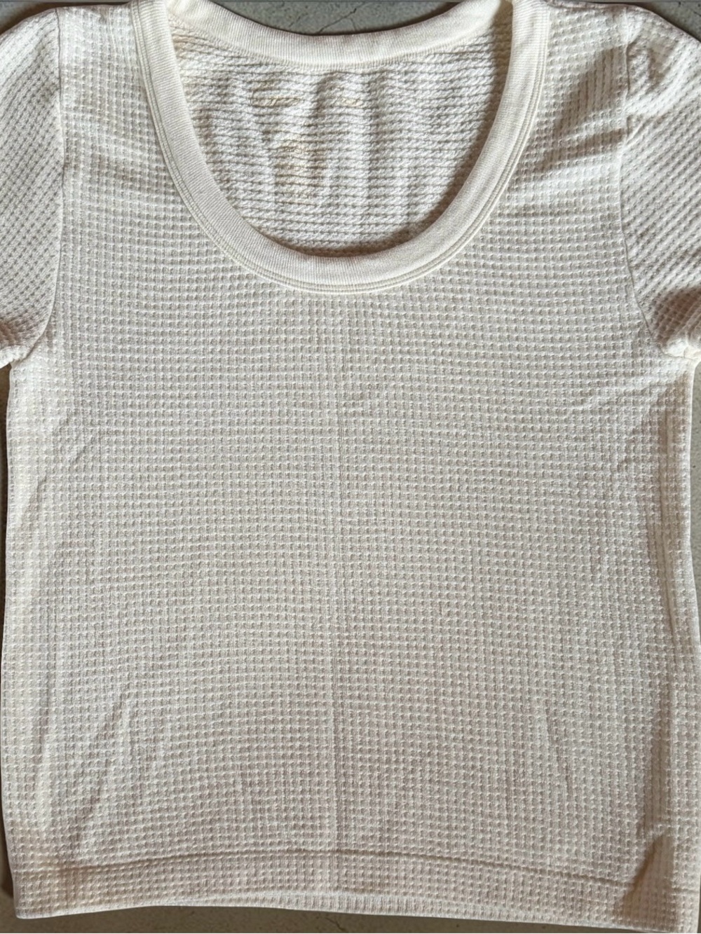 Gypsy & Jade Off White Waffle Knit Short Sleeve Top Size Small/Medium